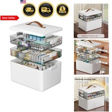 Medicine Organizer Storage Box First Aid Kit with Handle Plastic Waterproof