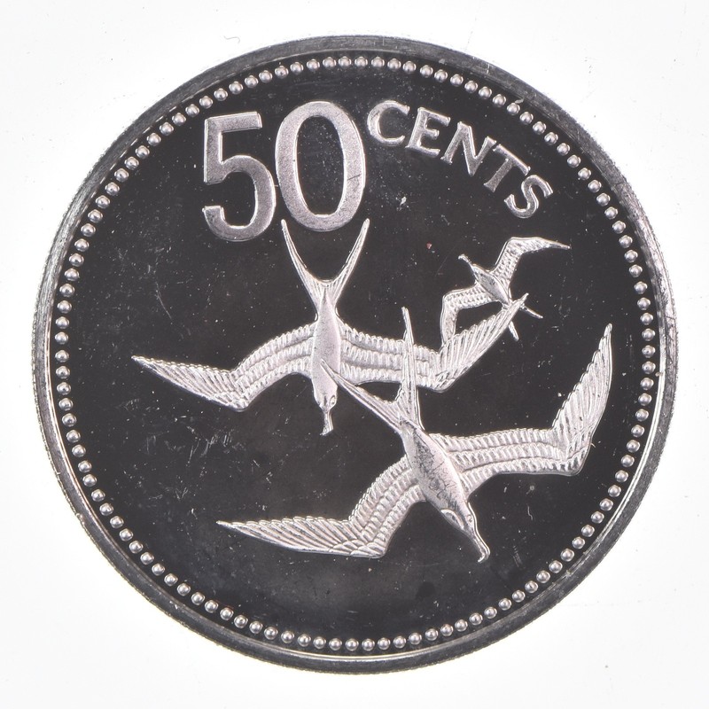SILVER - WORLD Coin - 1980 Belize 50 Cents - World Silver Coin *257
