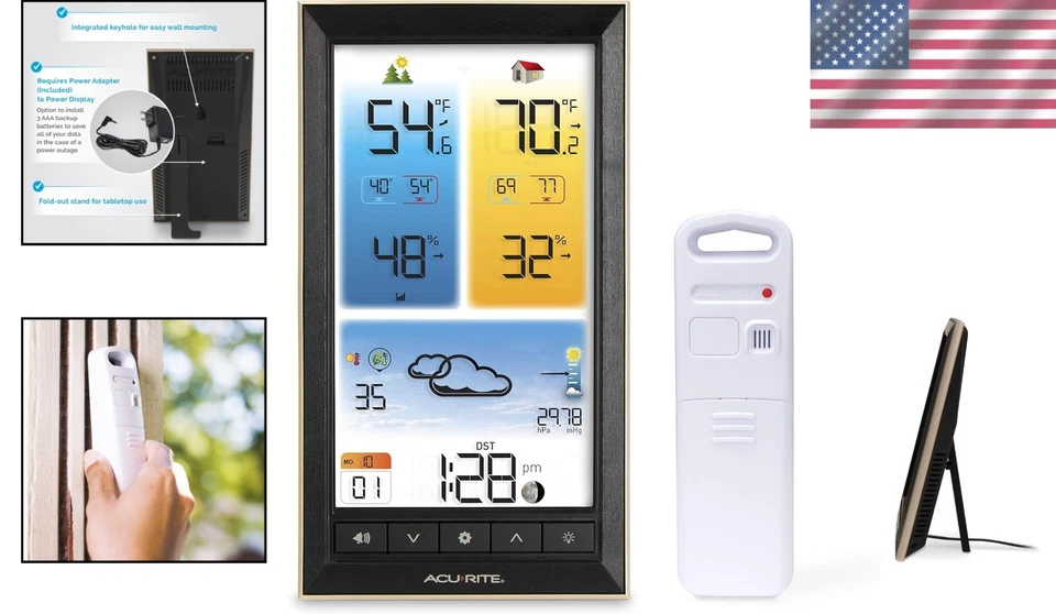 Full-Color Home Weather Station with Wireless Thermometer - Image 2 of 4