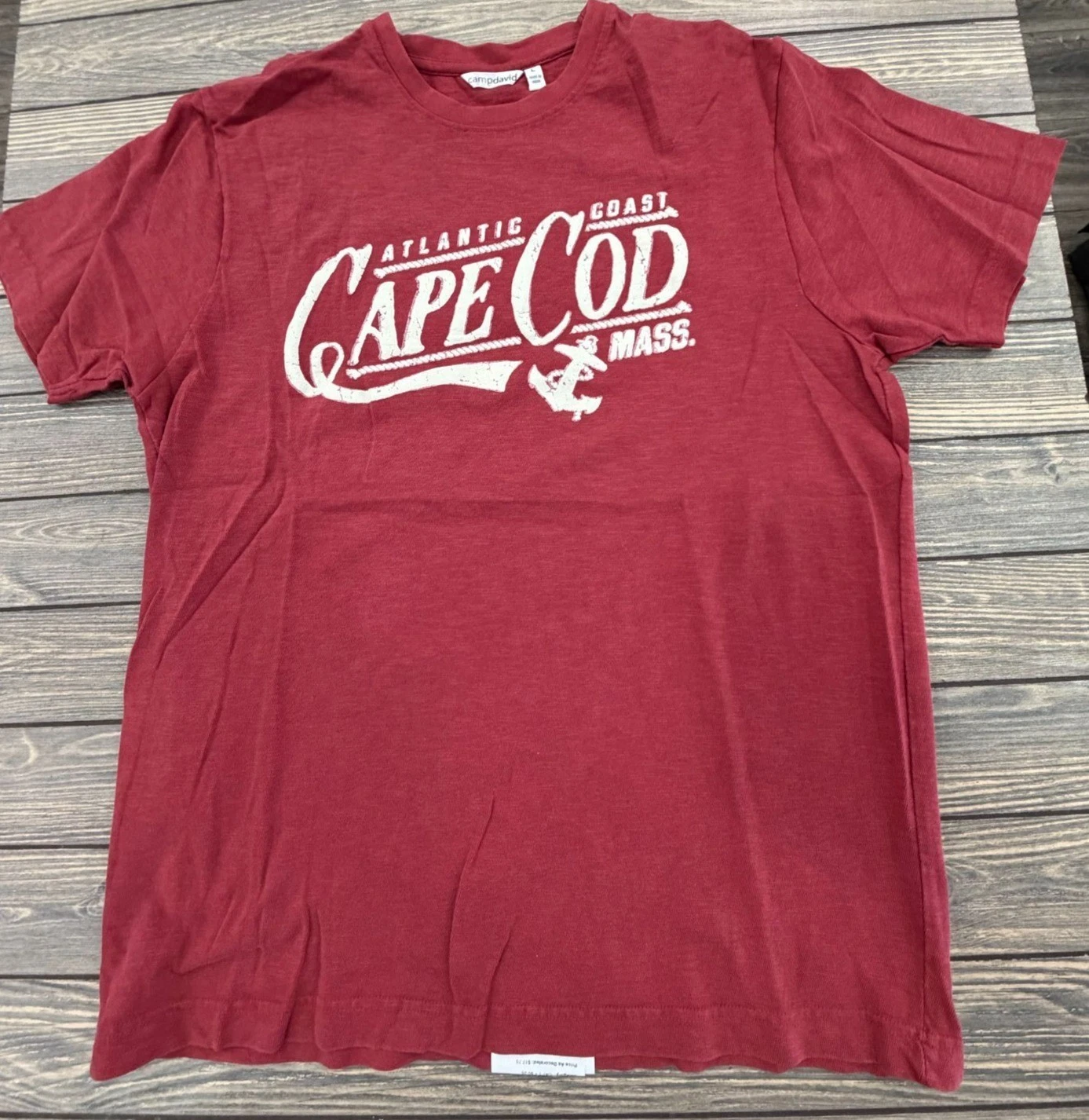 Cape Cod Mens T-Shirt Large Red Camp David Graphic Short Sleeve Crewneck