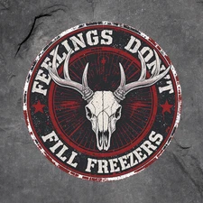 Hunting feelings don't fill freezers sticker vinyl decal deer skull camo USA