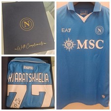 Maglia Calcio Napoli Kvaratskhelia Azzurra Ea7 Certificata E Autografata 2024