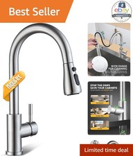 Kitchen Faucet Pull Down Sprayer Brushed Nickel Deck Mount 304 Stainless