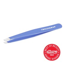 Tweezerman Stainless Steel Slant Tweezer   Lapis Blue Eyebrow Tweezers for Preci