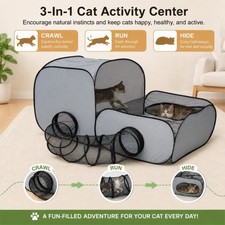 3-In-1 Outdoor Portable Scalable Pet Cat Playpen Tent Tunnel House Enclosures