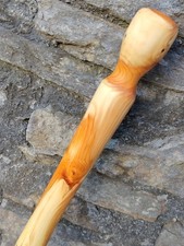 English Yew Pommel Walking Stick Brilliant Raw Royal Sceptre Style