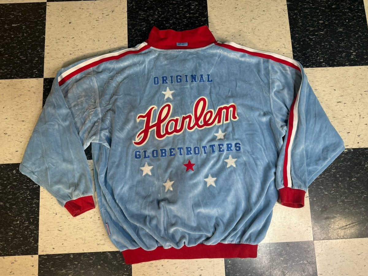 FUBU Platinum Harlem Globetrotters Zip Up Velour Track Jacket Sz
