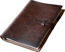 Adeerus Refillable A5 Leather Binder Notebook, Reusable A5, Coffee Brown