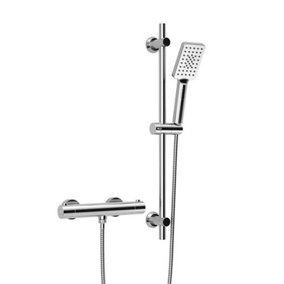 JOHO Duschsystem mit Thermostat Duschstange 70cm und Handbrause DS1208 Chrom