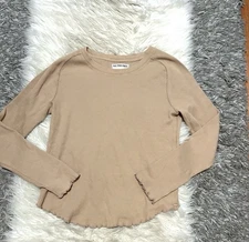 Tan Long Sleeve Thermal Top Size:L fit M