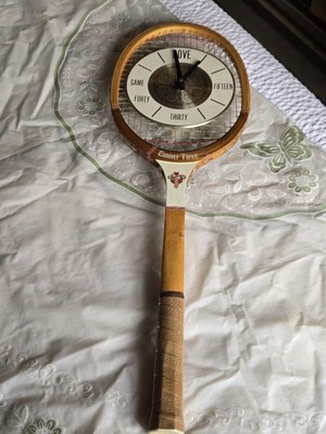 Vtg. Master Crafters Court Time tennis racket clock.
