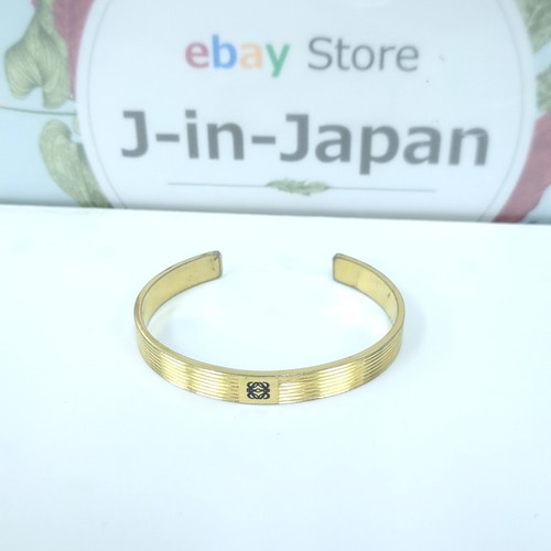 Loewe Anagram Logo Bangle Bracelet Vintage Gold Made in Spain Women's