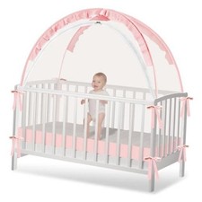 Crib Tent - Crib Net to Keep Baby in, Stop Baby from Climbing Out of Large Pink