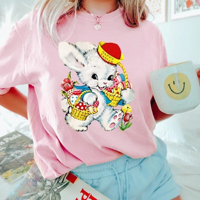 Vintage Retro Easter Bunny Comfort Tee Teacher Shirt Holiday Gift Idea