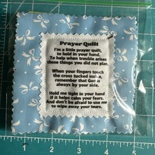 Prayer Quilt with Cross Inside light blue plaid/bows 
