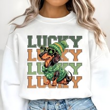 Irish Dachshund Lucky Dog Shirt Shamrock Bow Tie Sweatshirt Gift