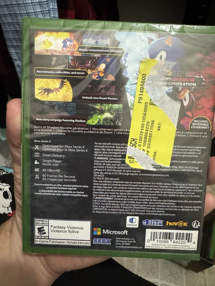 Sonic Shadow Generations Day One Edition (Xbox Series X/Xbox One) NEW Sealed - Image 2 of 2