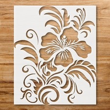 Tropic Sketches Hibiscus Oasis Home Decor Reusable Plastic Stencil - StencilAir