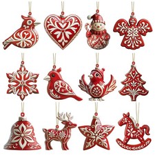 Amyhill 24 Pcs Nordic Christmas Wooden Ornaments Set with Lanyard Scandinavia...