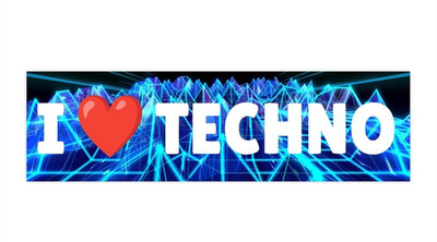 Vinyl Bumper Sticker - I Love Techno Music - HOMAGE To Daft Punk / Deadmau5