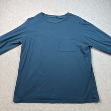 Monroe LS Crew Neck T Shirt Blue M 100% Cotton Made in USA