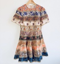 Zimmermann Devi Mini Dress Sz 1 (AU 10 /US 8) Boho-Indian Sleeve Linen Lace EUC