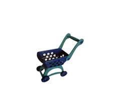 Just Pretending Blue Plastic Shopping Cart Pretend Play Set with Groceries