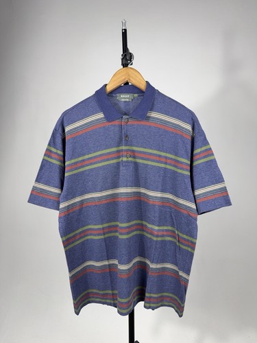 Archive Luxury Bally Made in Italy Striped Polo Shirt Blue Cotton Men’s L Size