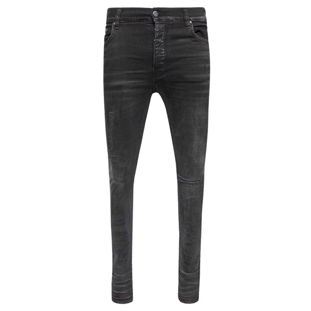 Состаренные черные джинсы Amiri Slim Fit с логотипом Amiri выполненные из потертых тканей 201590₽