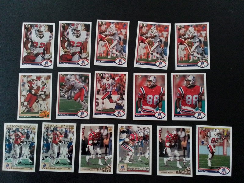 1991 Upper Deck New England Patriots- 16 Card Lot- Russell, Fryar, Dykes- RC