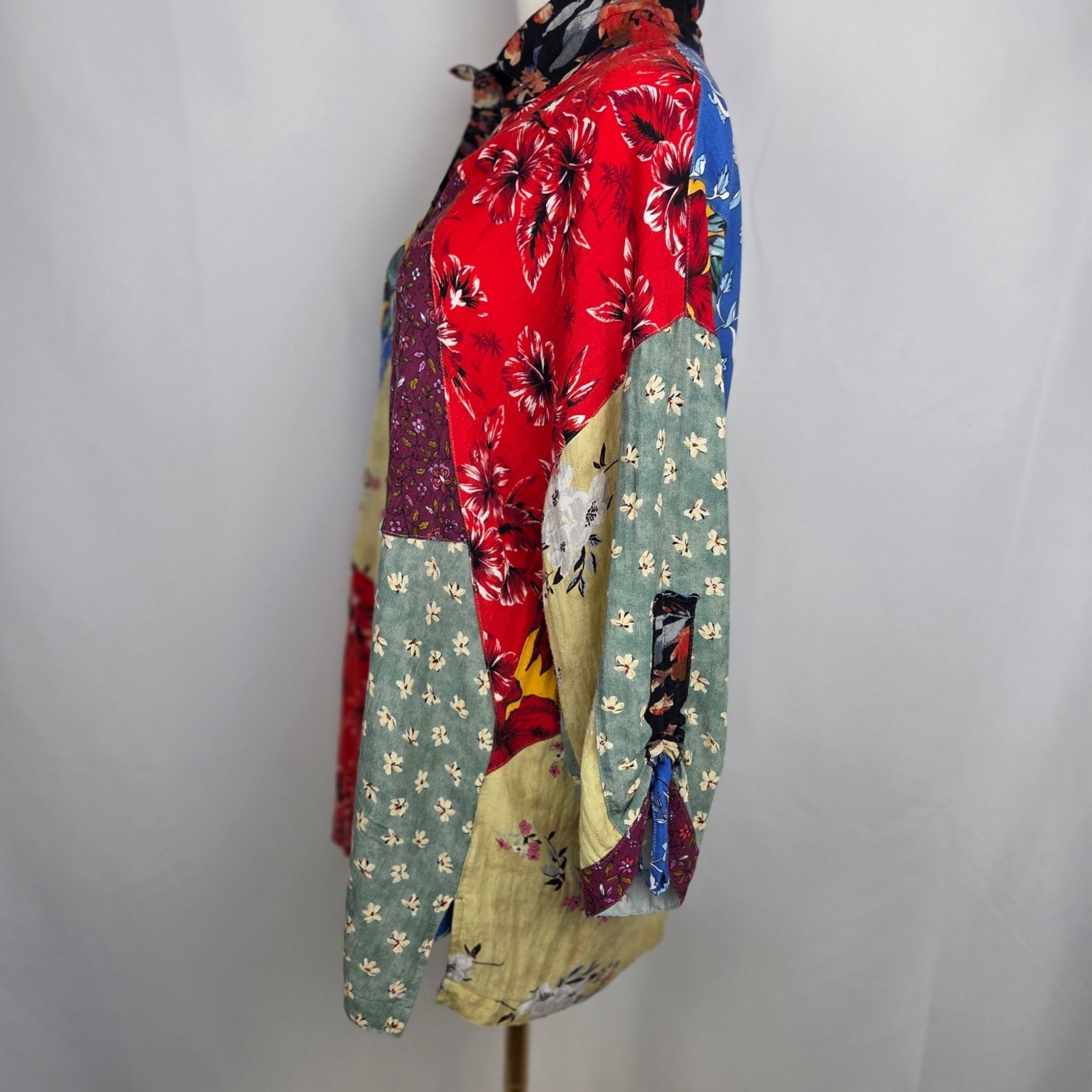 John Mark Tunic Shirt Medium Patchwork Button Dow… - image 6