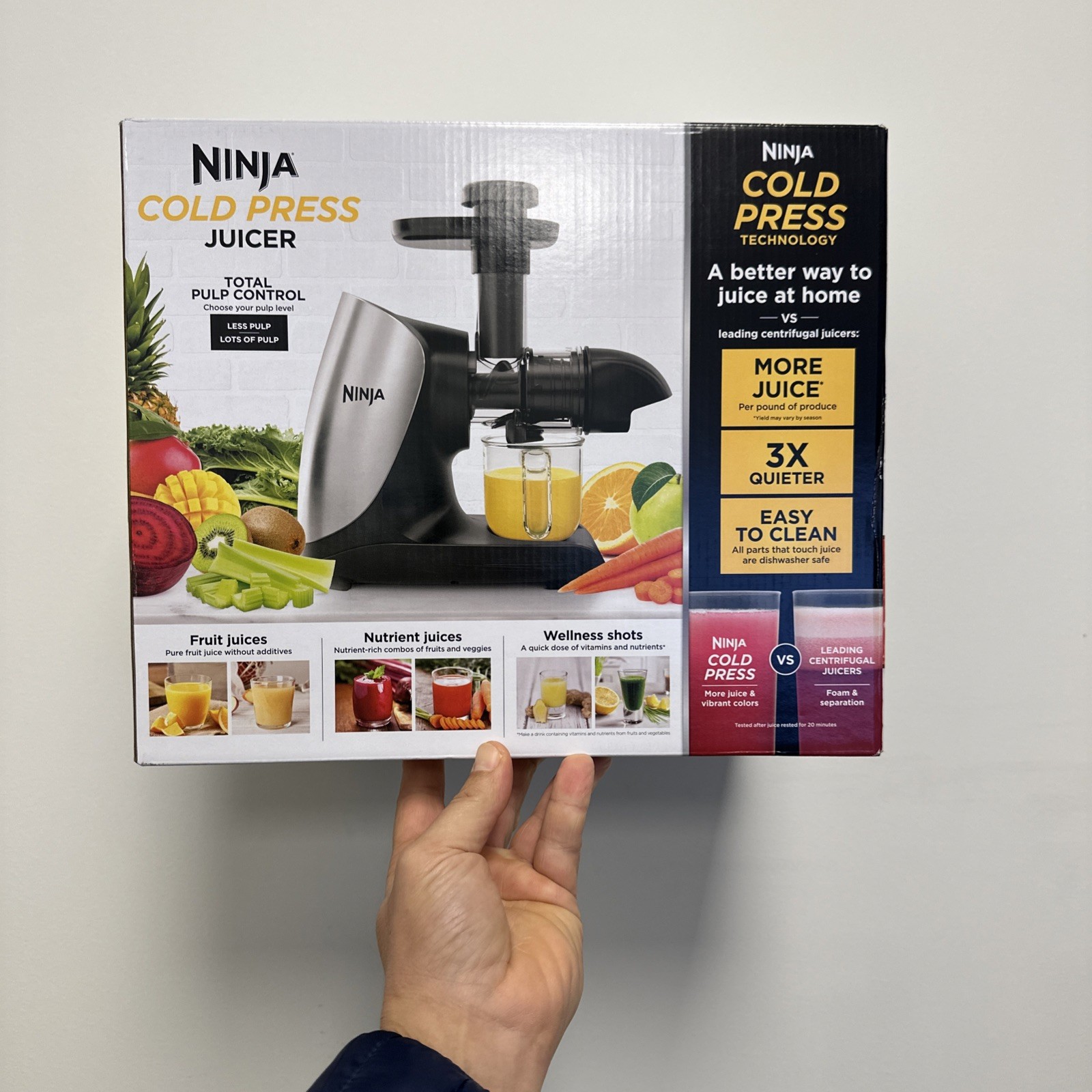 Ninja JC100 Cold Press Juicer Pro Powerful Slow Juicer, 150 Watts, Total Pulp
