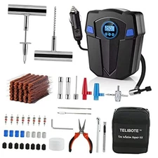 Tire Repair Kit, Tire Inflator Portable Air Compressor, Heavy Duty Flat Tire 