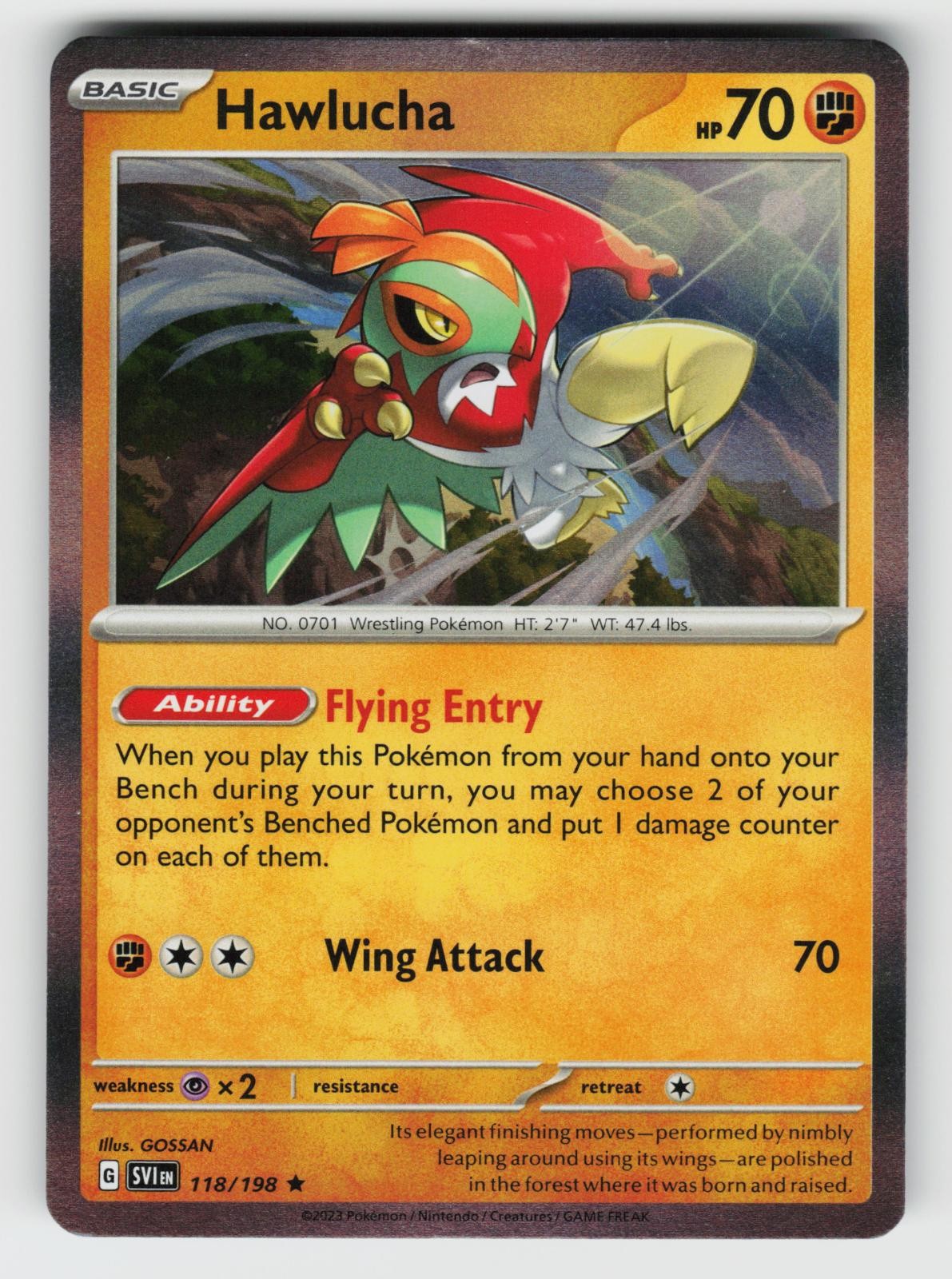 Hawlucha 118/198 Scarlet & Violet R Holo NM/M Pokemon