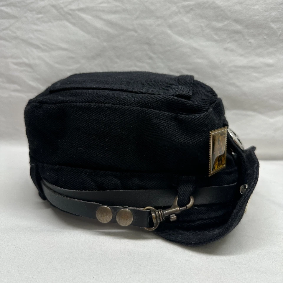 De colección Denim Road Rag Robo Gorra Sombrero Gorra Correa Trasera Negro Motociclista Motocicleta Prendedores Foto 3 de 4