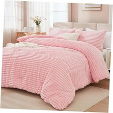 Comforter Set Queen, 3 Pieces Fleece Comforter for Queen Queen 90"x90" Pink