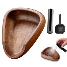 Wooden Coffee Bean Dosing Cup with Spray Bottle and Measuring Spoon Set, Multifu