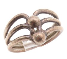 925 Sterling Silver Vintage Ring Modernist Circle Twirl Wide Band Sz 7.5 RG35396