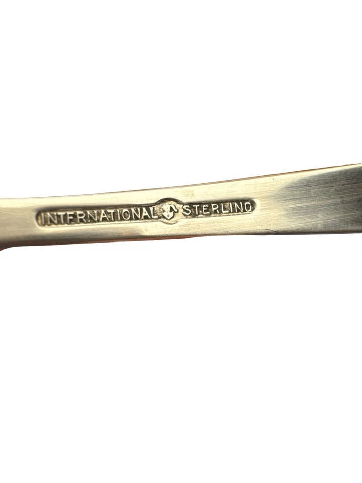 "Cucharón crema ritmo plata esterlina internacional 4,5"" mediados de siglo moderno 1956" Foto 3 de 4