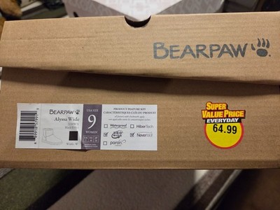 NEW!! BEARPAW ALYSSA WIDE BOOT BLACK WOMEN SIZE 9W