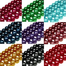 CZECH GLASS IMITATION PEARLS BEADS 4MM 110 6MM 70 8MM 50 ROUND BEADS 16"