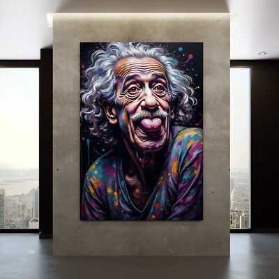 Wandbild, Bunt Albert Einstein Abstrakte Kunst Leinwand, Acrylglas, Poster Bild