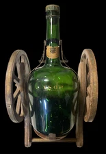 VINTAGE VSOP COGNAC COURVOISIER CANNON WOOD & BRASS BOTTLE HOLDER 8" HIGH WM