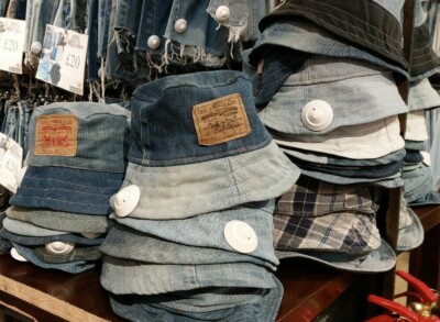 Random Vintage Bucket Hats Levis Upcycled Recycled Denim Caps Hat Adult  Unisex