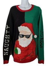 Christmas Holiday Time Santa Claus Sweater Womens Size L