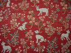 Jacobean Garden Animals Red Tapestry Fabric Curtain Upholstery Cushion Blind Use