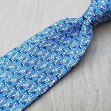 Nwt Vineyard Vines Blue  Pastel Lacrosse Players Geometric Silk Tie Handmade