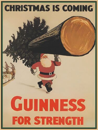 Guinness for Christmas X-mass John Gilroy Beer Pub Bar Vintage Alcohol Ad Poster - Picture 1 of 9