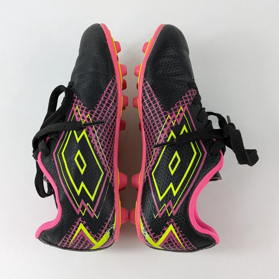 Girls Soccer Cleats Size 12 Lotto Forza Elite 3 JR Neon Pink Yellow 80s Bright - Image 4 of 4