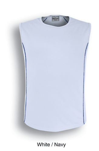 3PCX MENS SINGLET TANK 100% POLYESTER COOL DRY BREATHABLE PANEL LINE SPORTS TANK - Picture 18 of 18